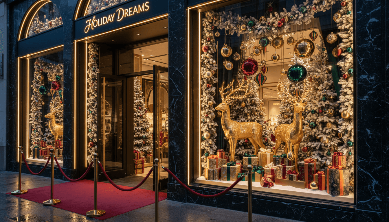 Complete themed holiday display with custom decorations and integrated lighting