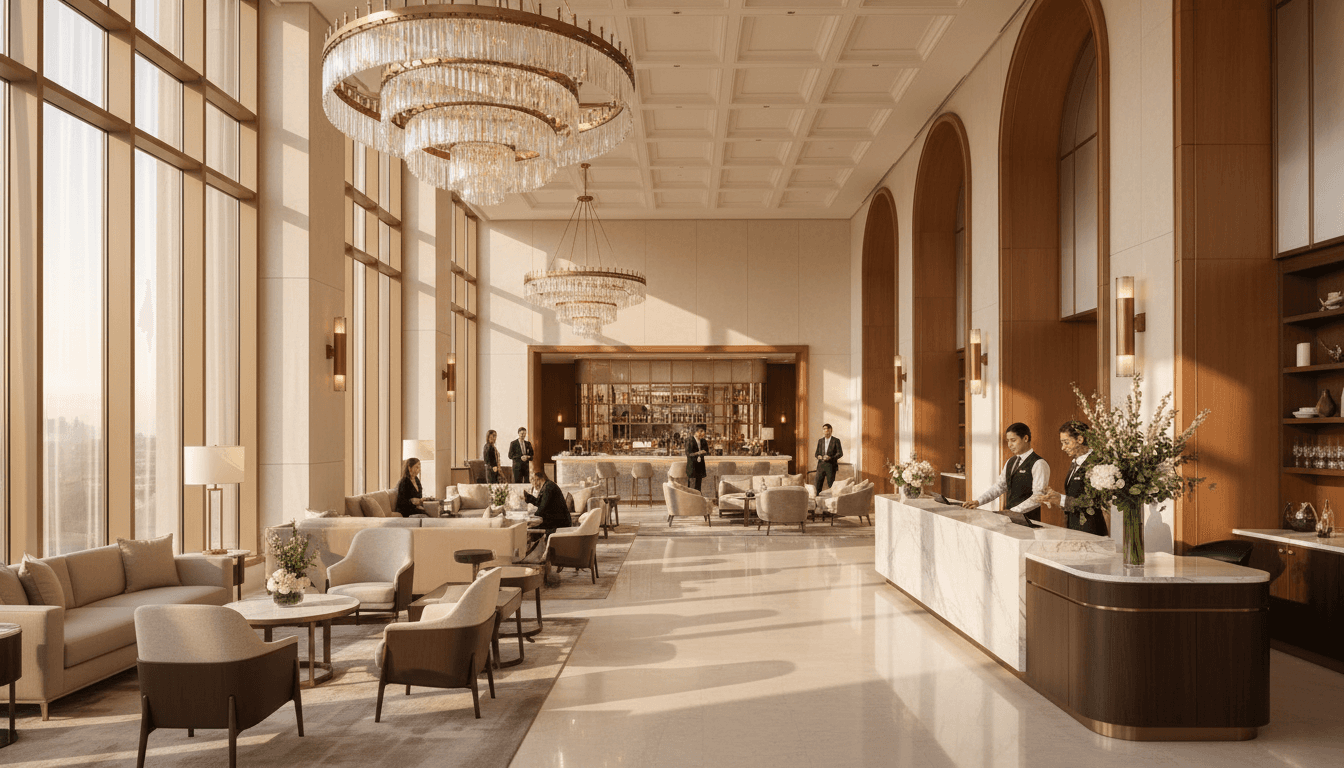 Luxury resort entrance archway with premium garland and integrated lighting