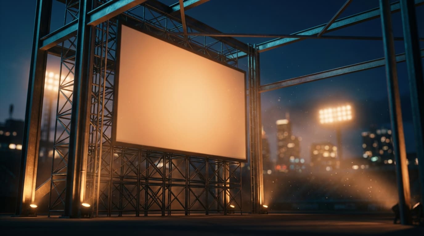 Municipal town square with synchronized multicolor LED light installation